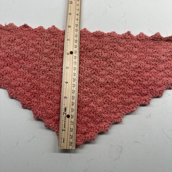 Handmade Crochet Boho Head Scarf Bandana Kerchief Hair Scarf Pink/Salmon - Picture 9 of 13